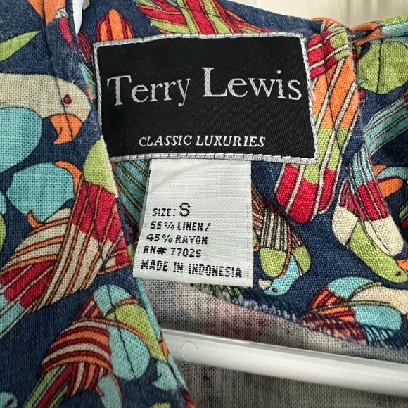 Terry Lewis Bird Linen Blend Top (S) - Picture 3 of 4